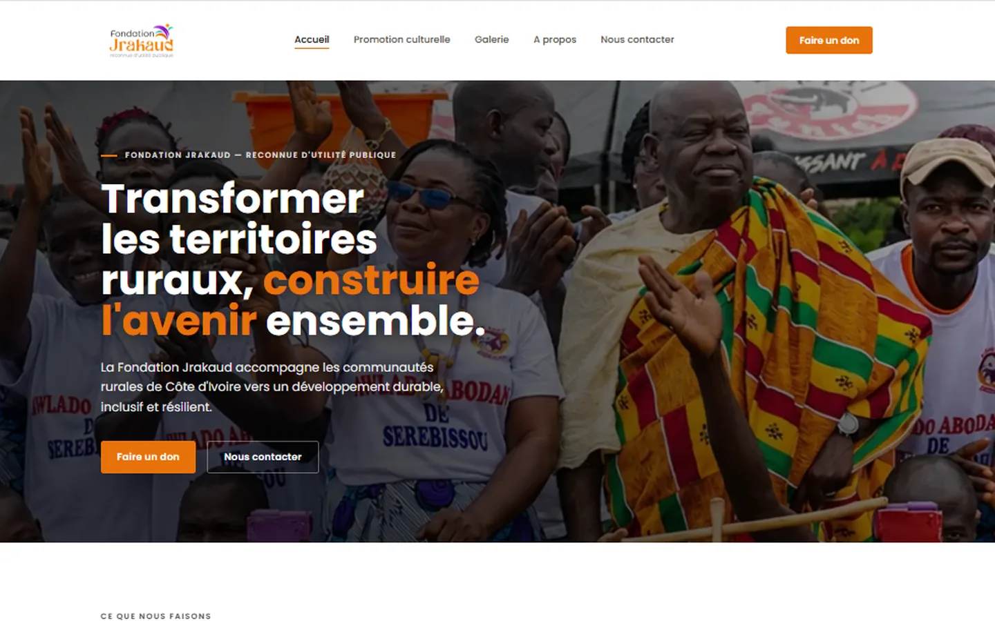 Fondation Jrakaud — page d'accueil sur ordinateur