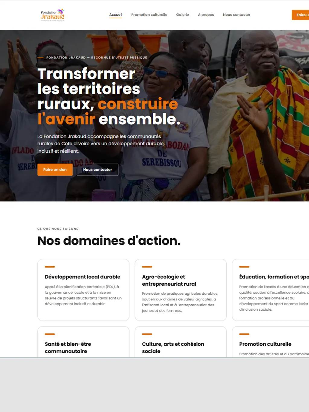Fondation Jrakaud — page d'accueil sur tablette