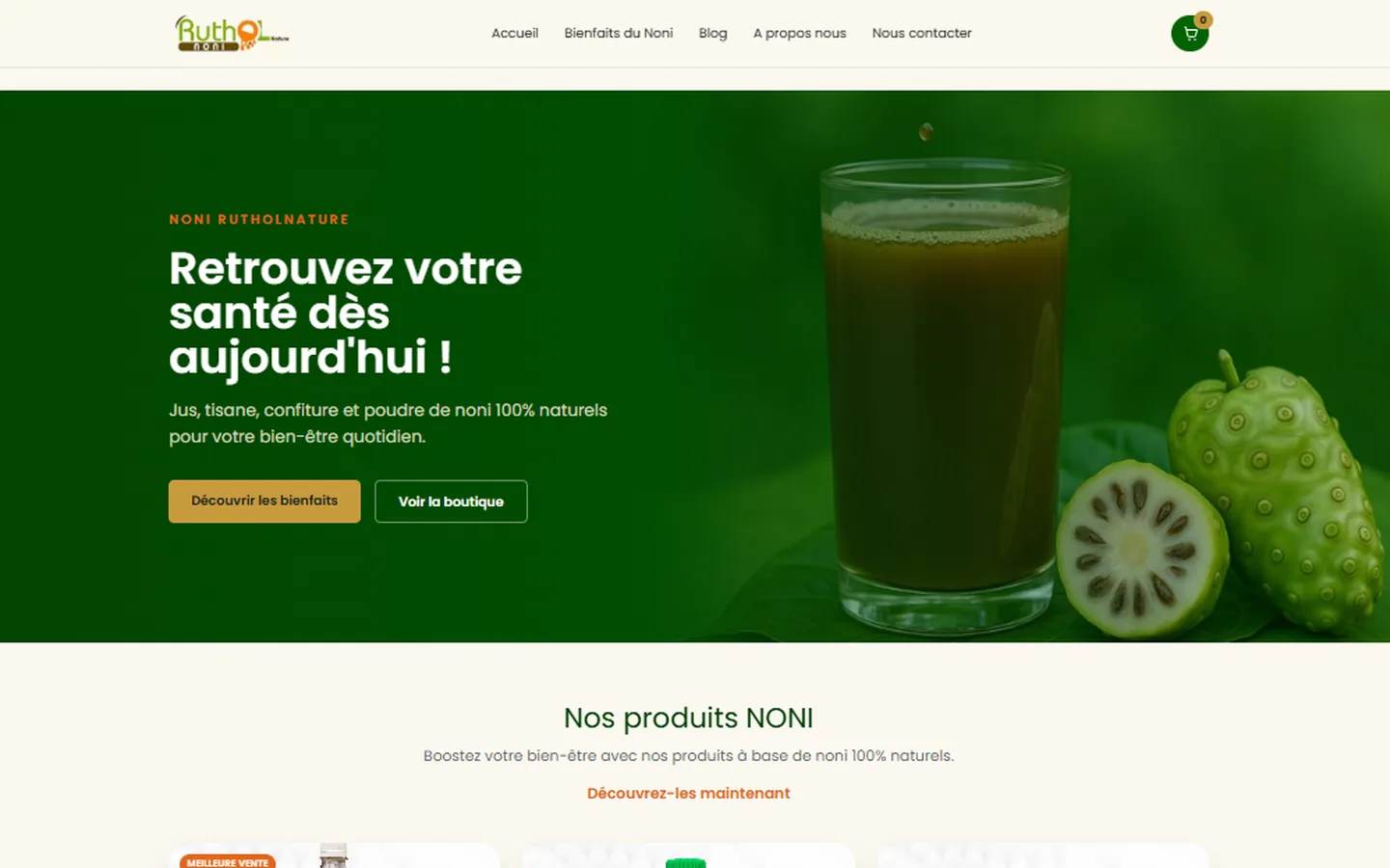Noni Rutholnature — page d'accueil sur ordinateur